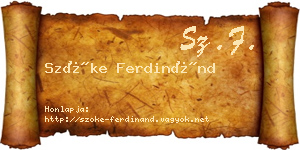 Szőke Ferdinánd névjegykártya