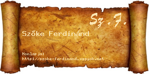 Szőke Ferdinánd névjegykártya